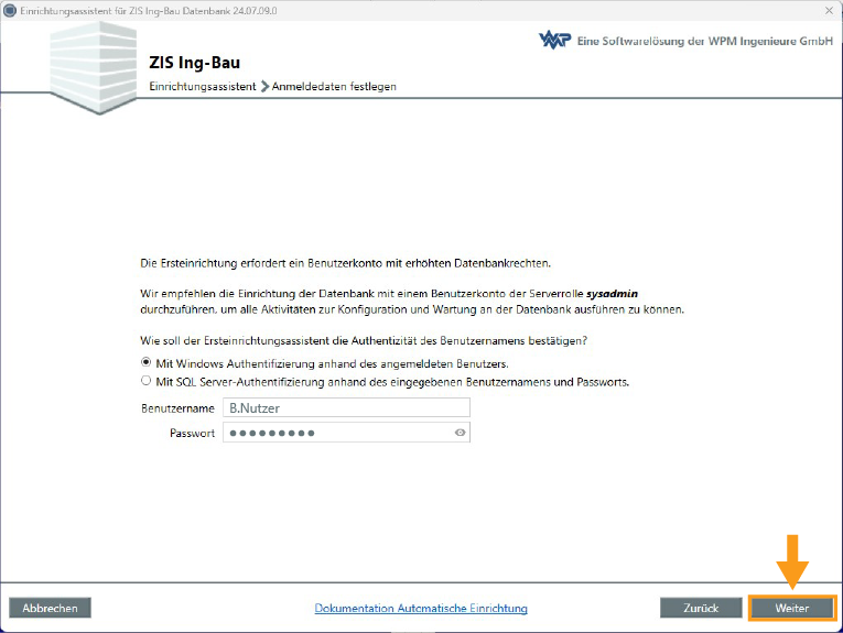 Anmeldedaten festlegen